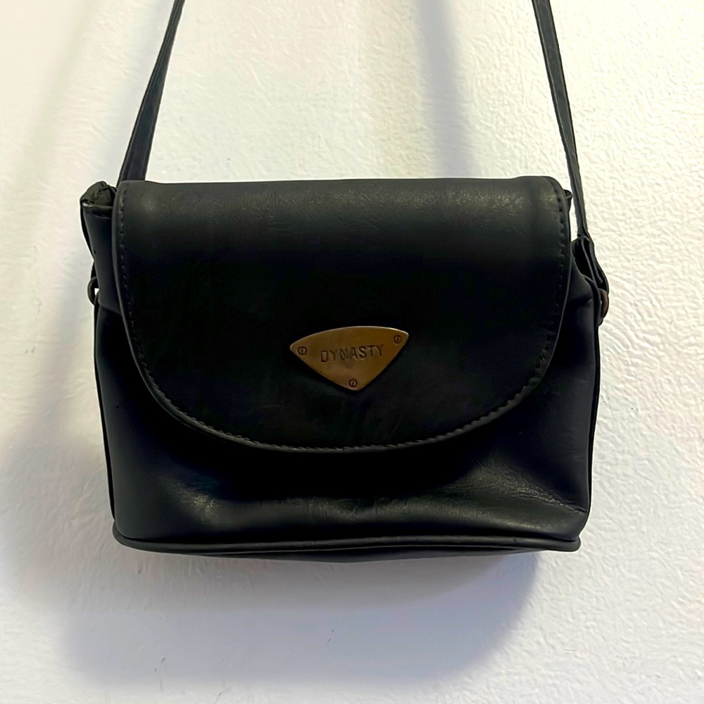 Vintage Mini Crossbody Bag Black Leather Dynasty